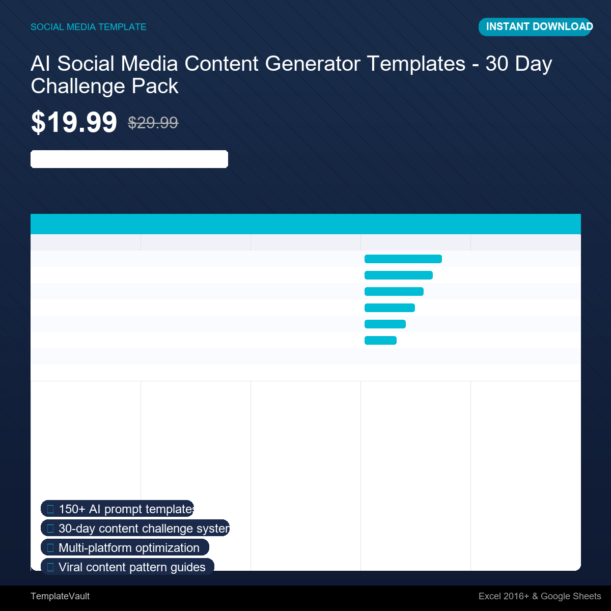 AI Social Media Content Generator Templates - 30 Day Challenge Pack