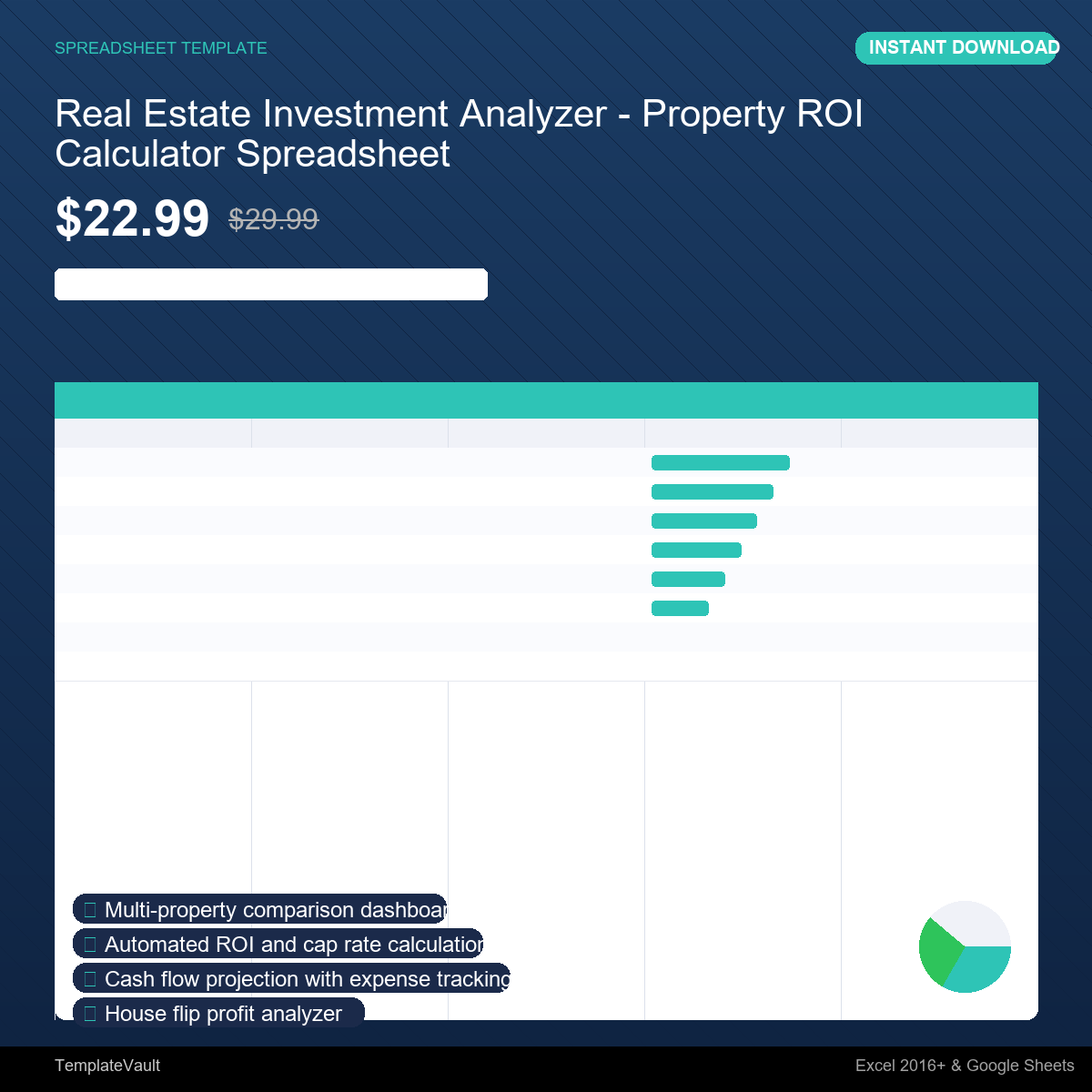 Real Estate Investment Analyzer - Property ROI Calculator Spreadsheet