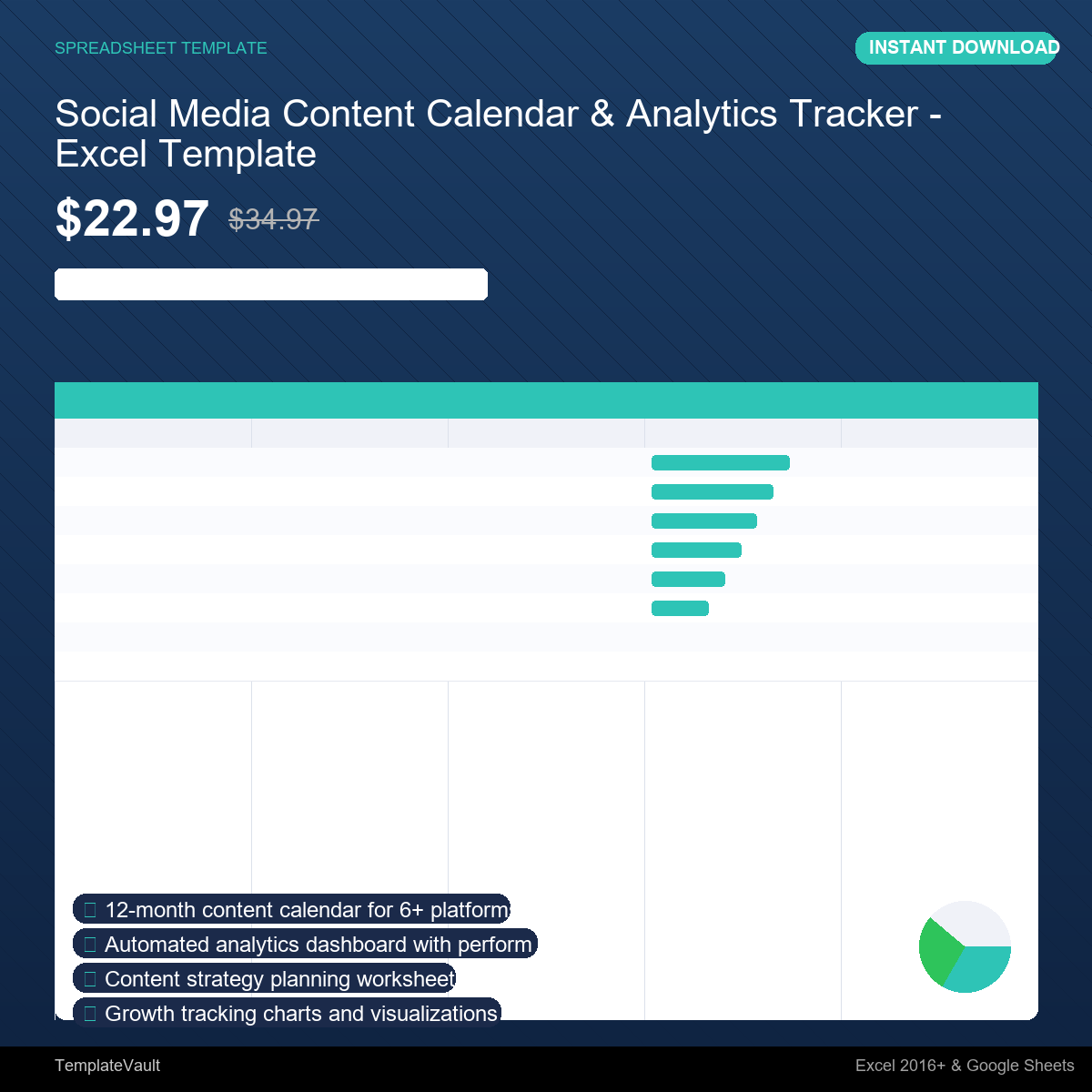 Social Media Content Calendar & Analytics Tracker - Excel Template